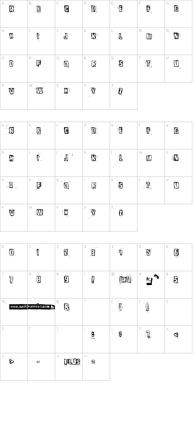 Pozothree character map