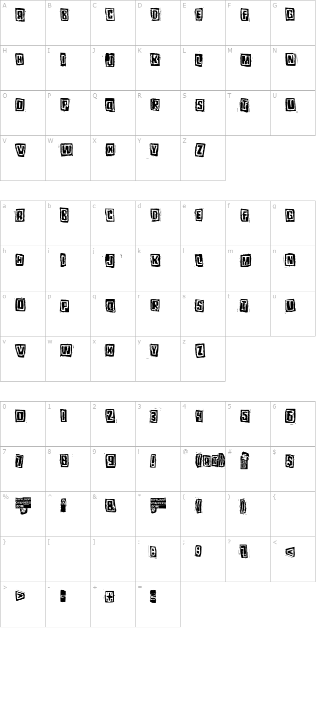 Pozotwo character map