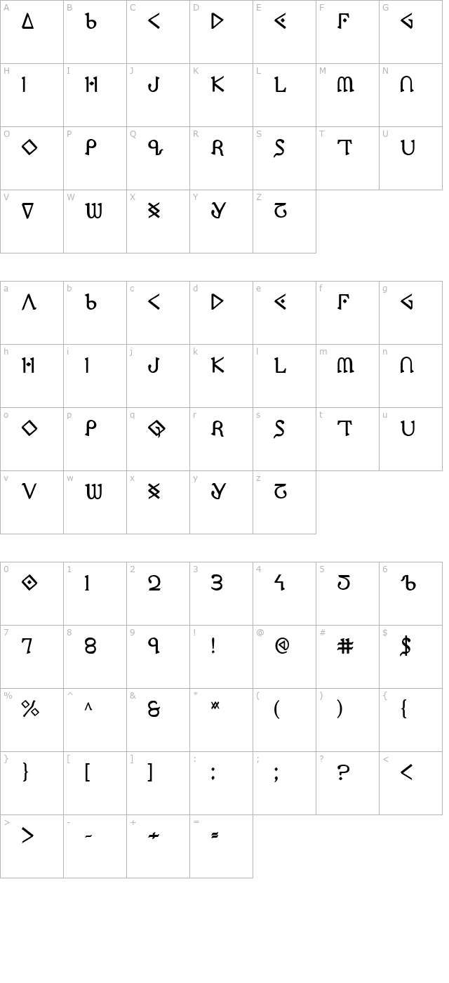 presley-press-bold character map