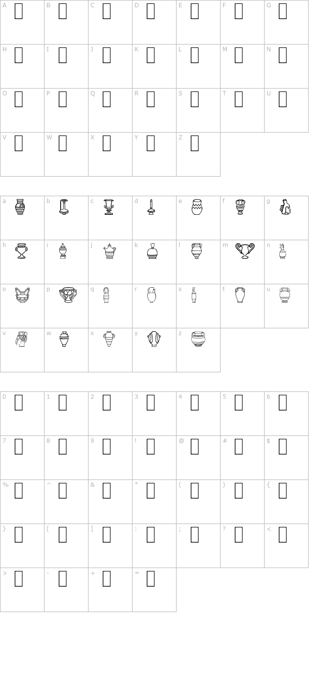 Pretty Pottery character map