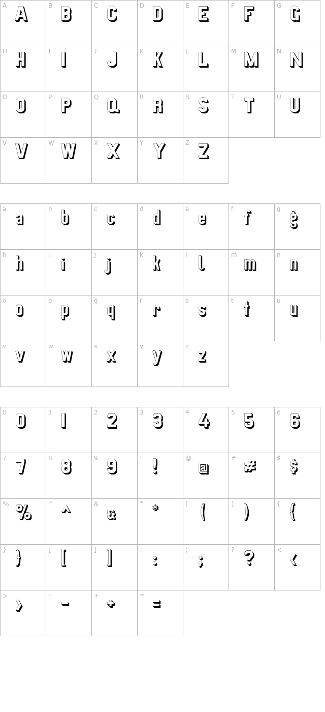 Preussische VI 9 Schatten character map