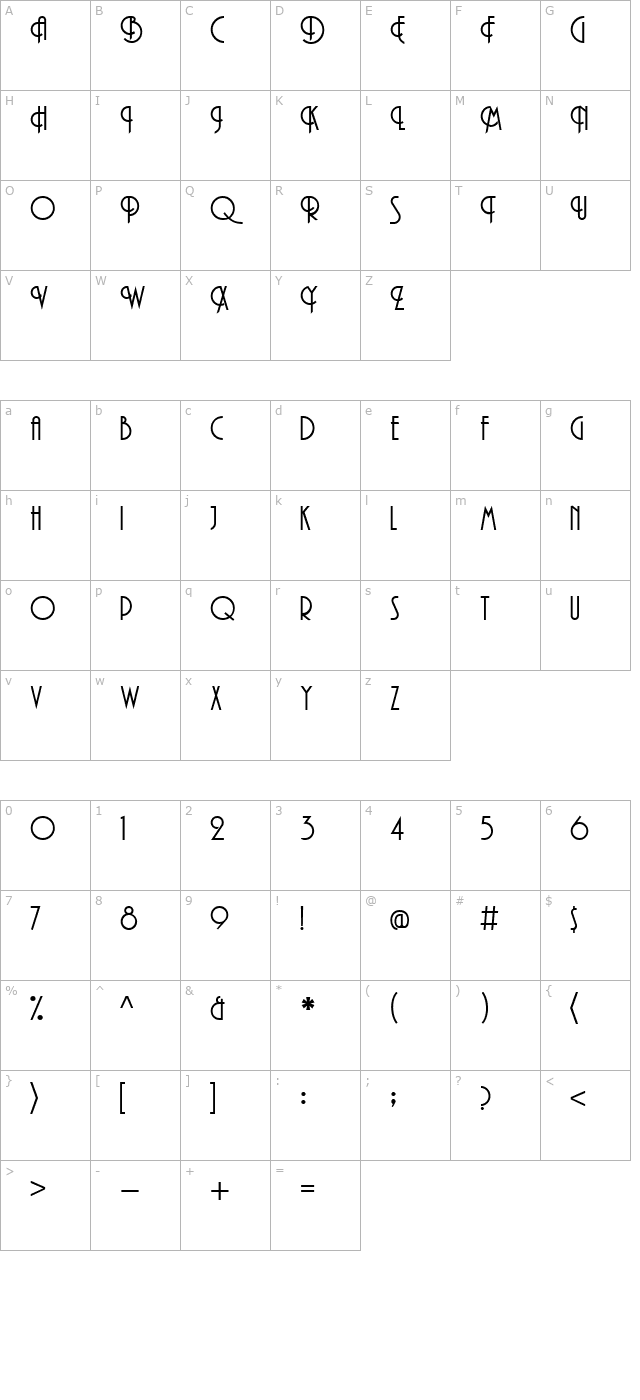 promenade-regular character map