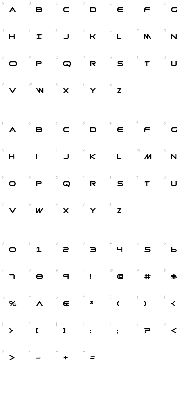 Promethean Bold character map