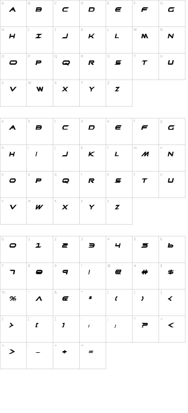 promethean-collage-italic character map