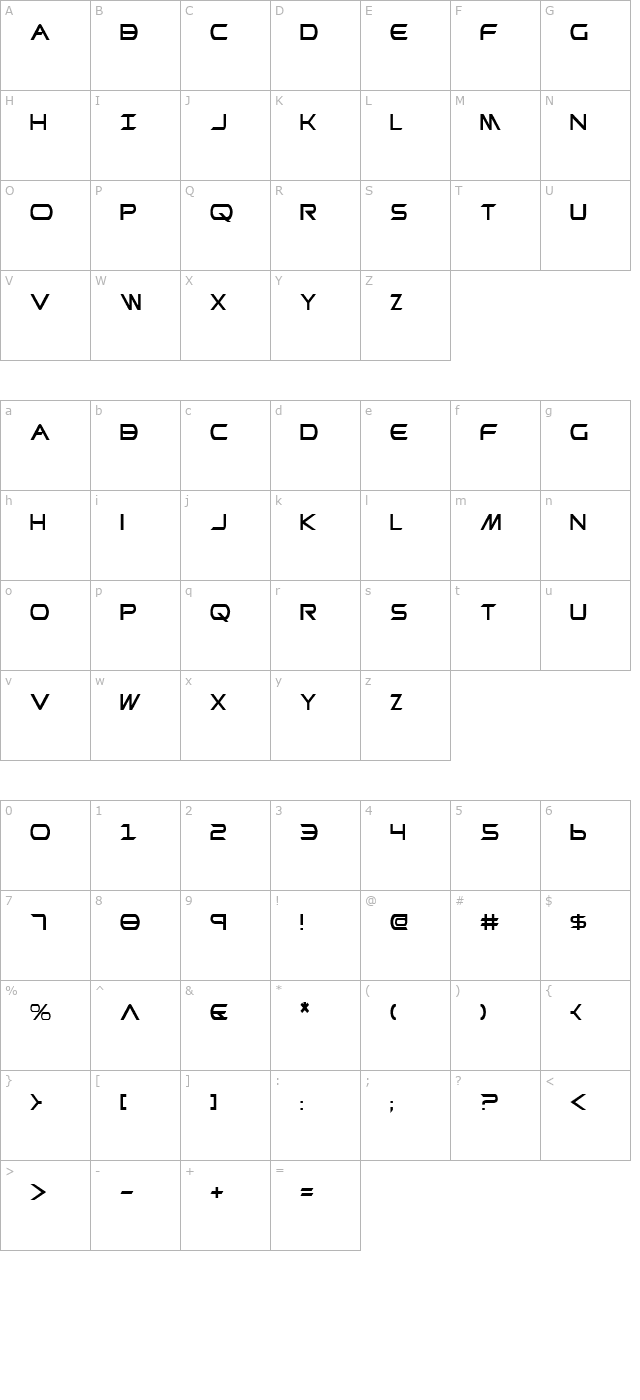 promethean-condensed character map