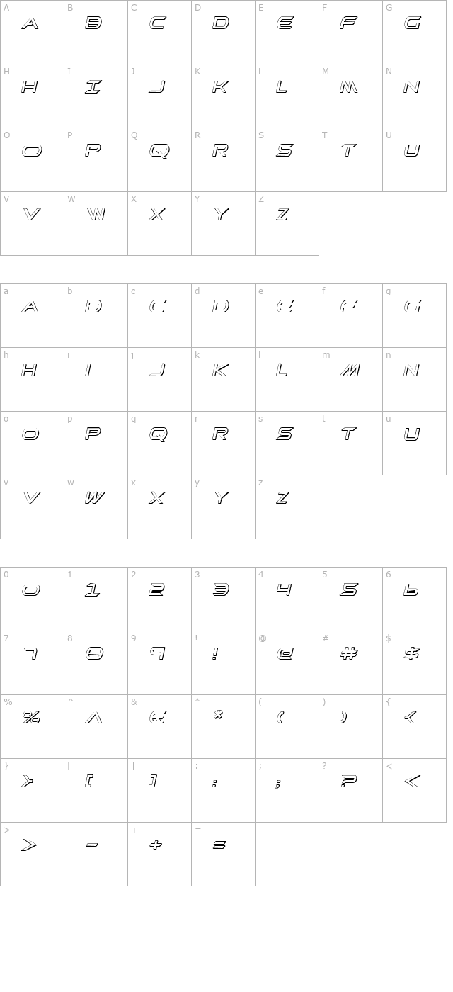 promethean-shadow-italic character map