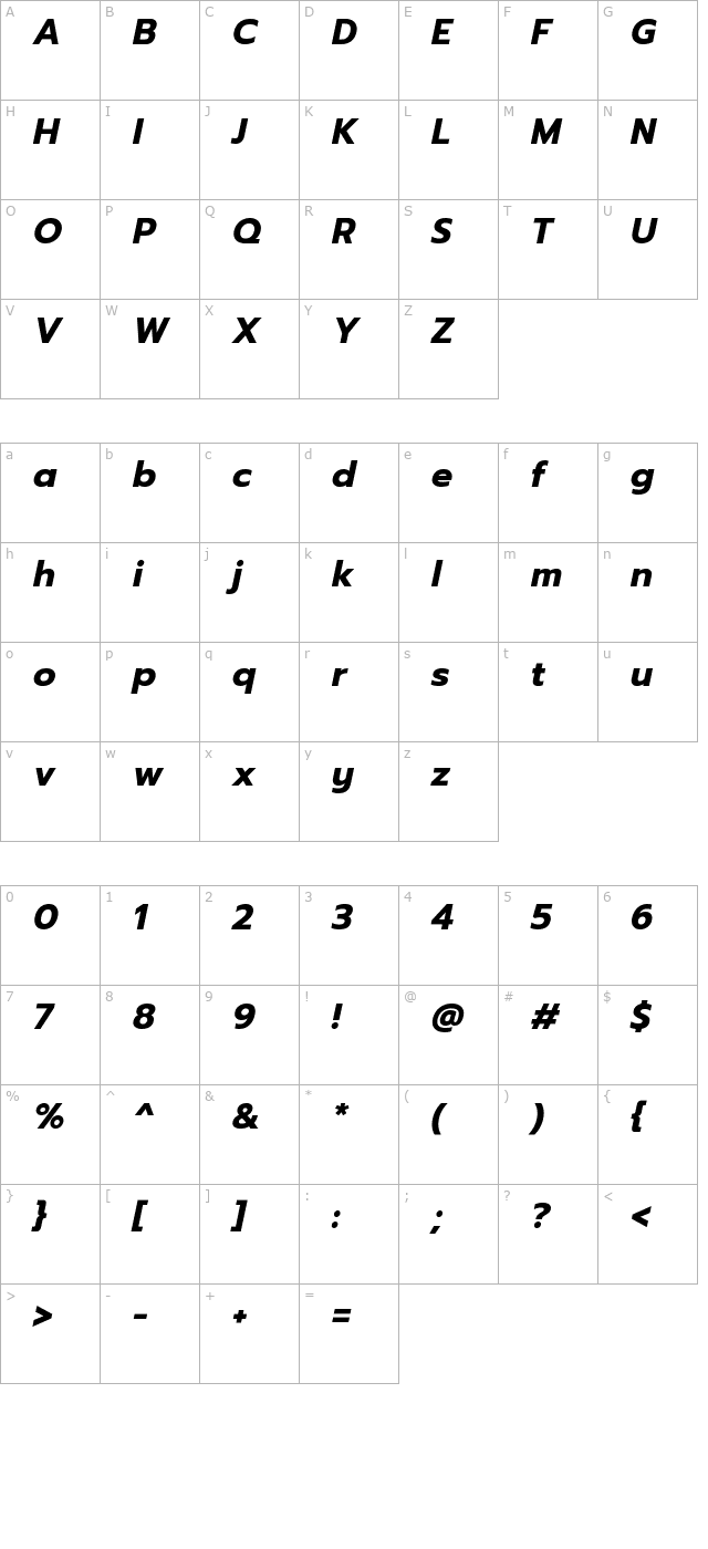 prompt-bold-italic character map