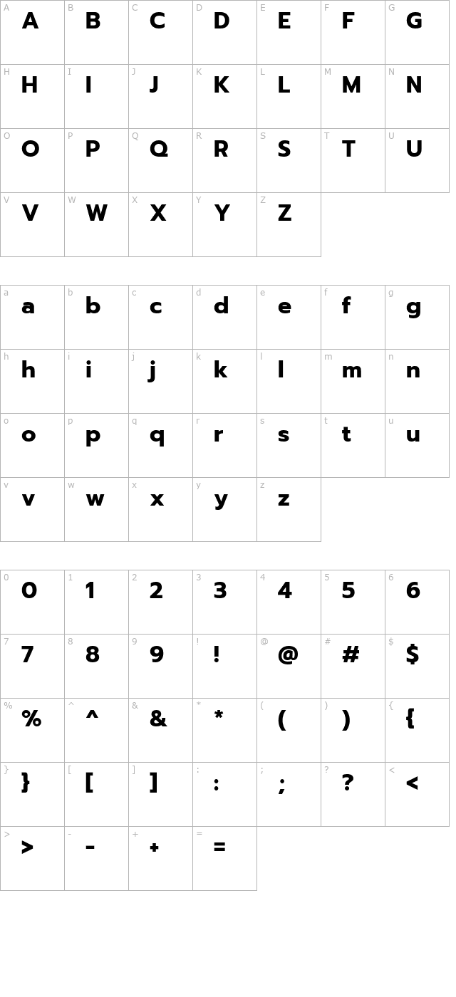 Prompt Bold character map