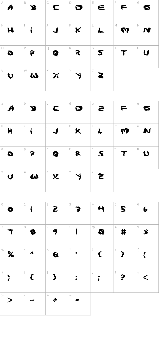 protoplasm-bold character map