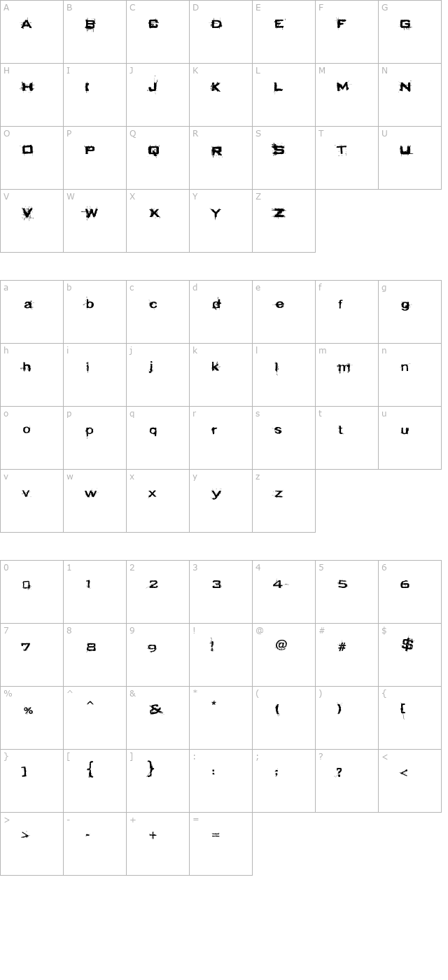 prozac-buzz character map