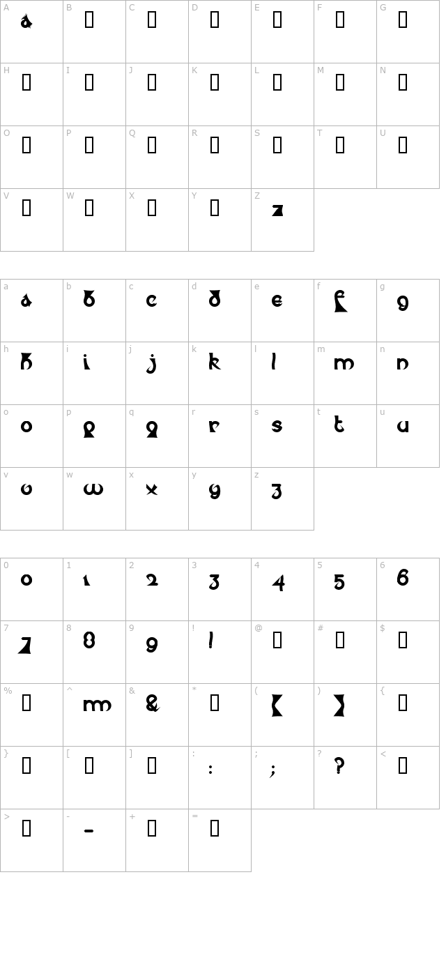 psychotic-elephant-text character map