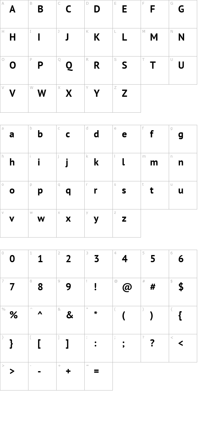 pt-sans-bold character map