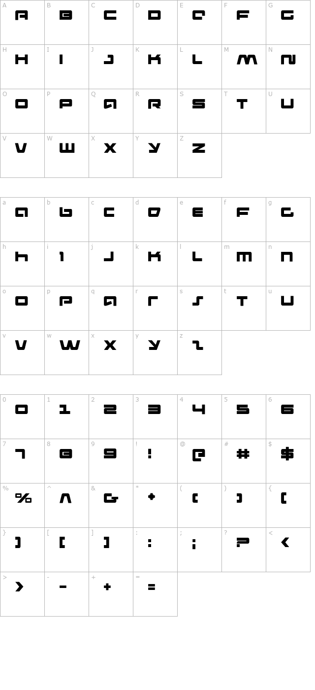 Pulse Rifle character map