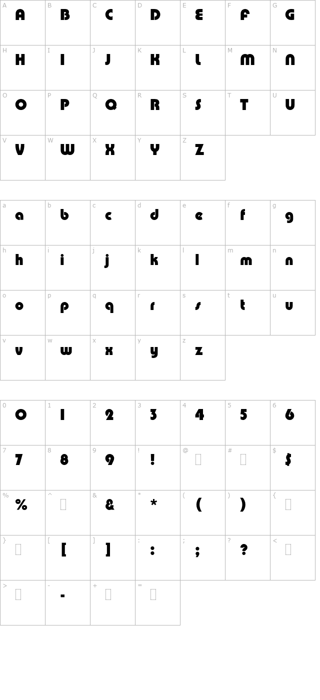 PumpPlain character map