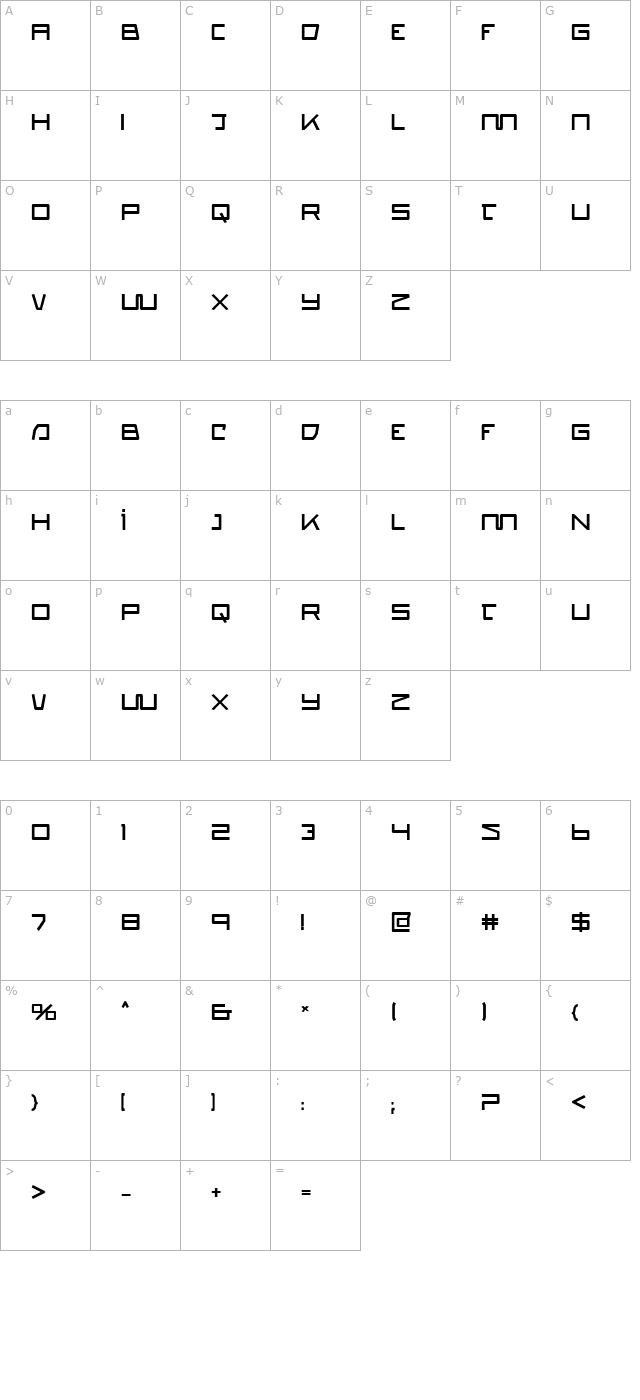 quasitron-bold character map