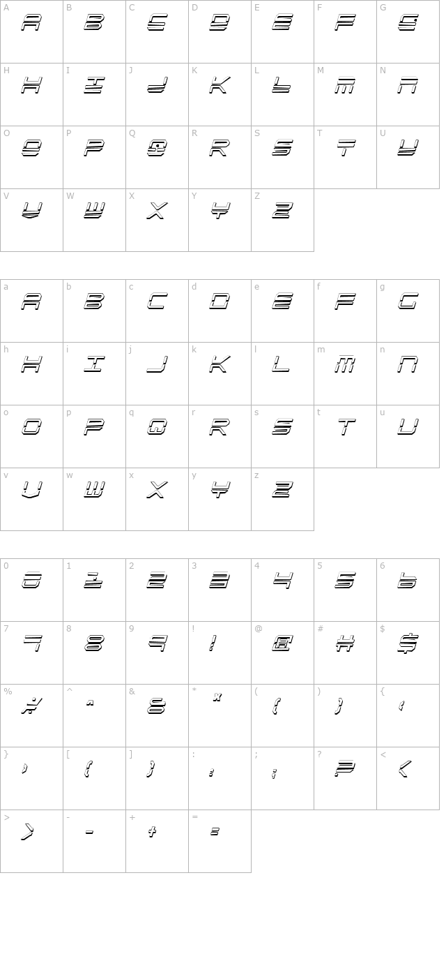 quickstrike-shadow-condensed-italic character map