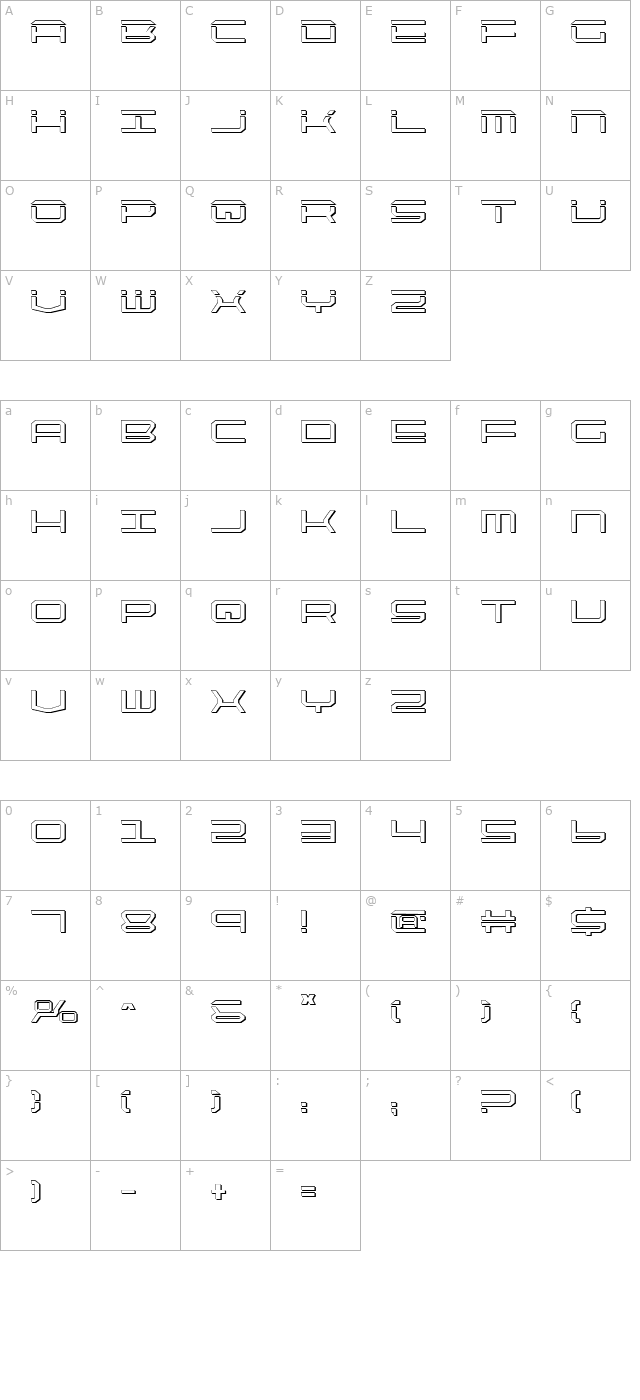 QuickTech Shadow character map