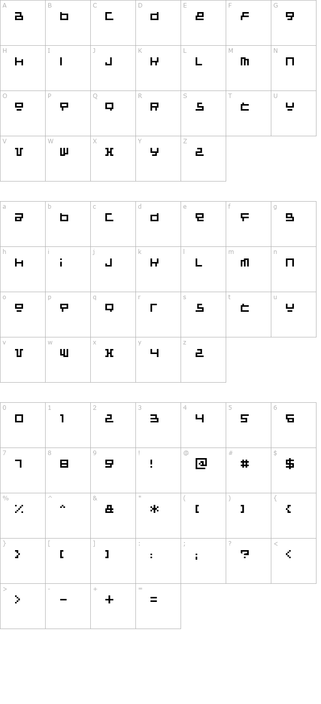 Raumsonde character map