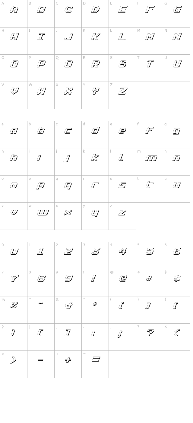 realpolitik-shadow-italic character map