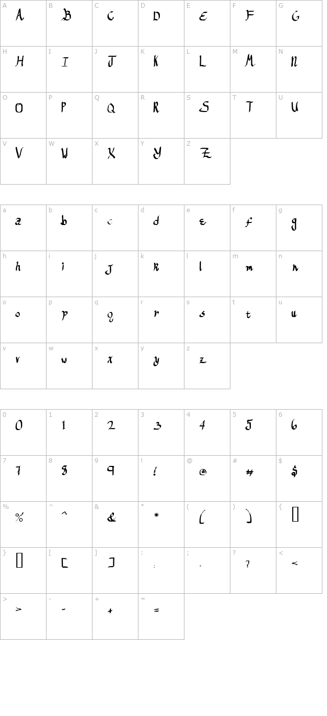 regifter-bold character map