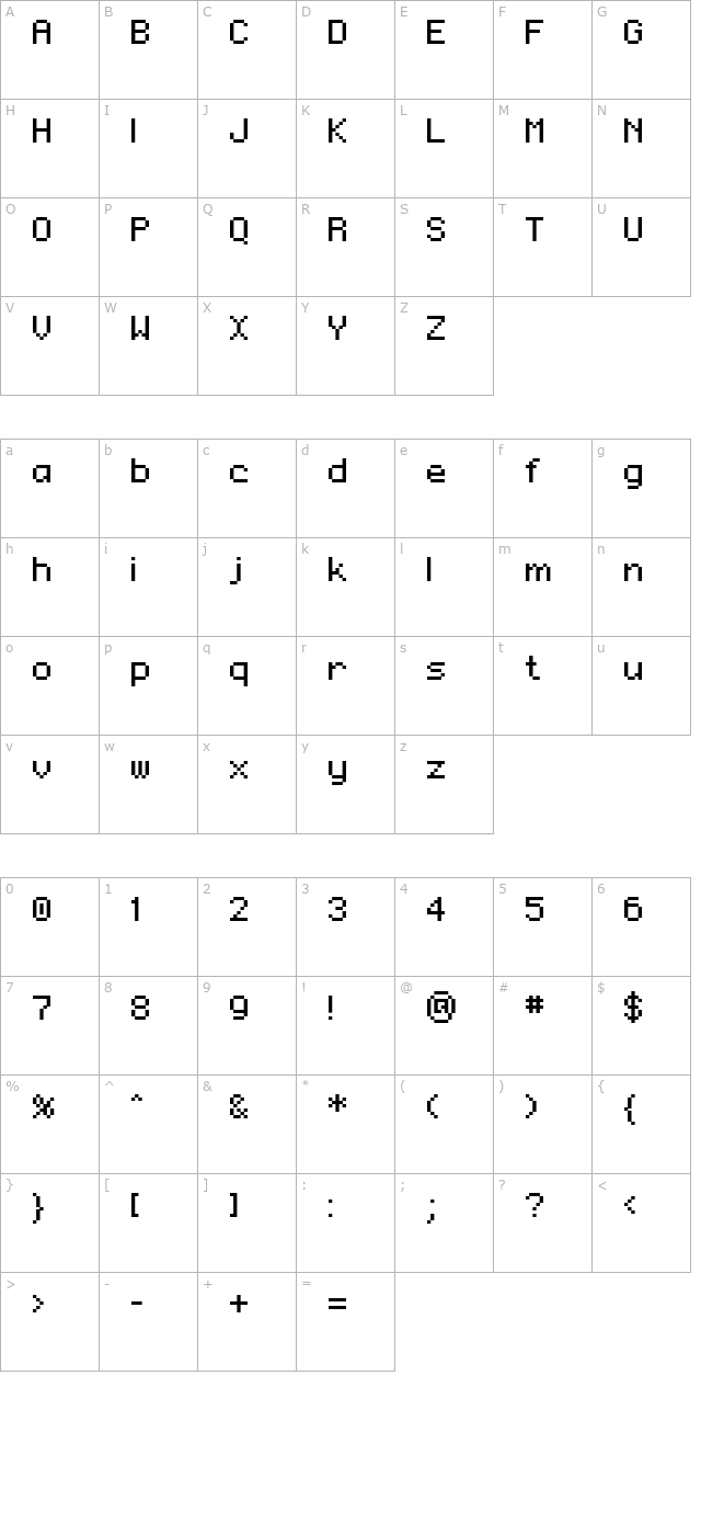 Regupix character map