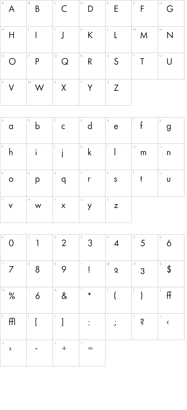 rennerarchitype-otf character map