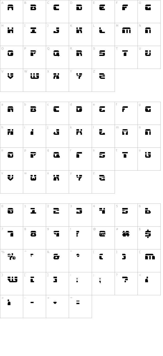 replicant-laser character map