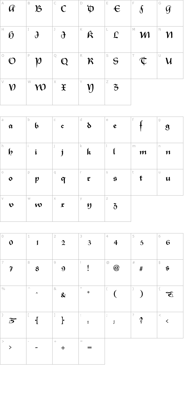 rhapsodie-regular-otf character map