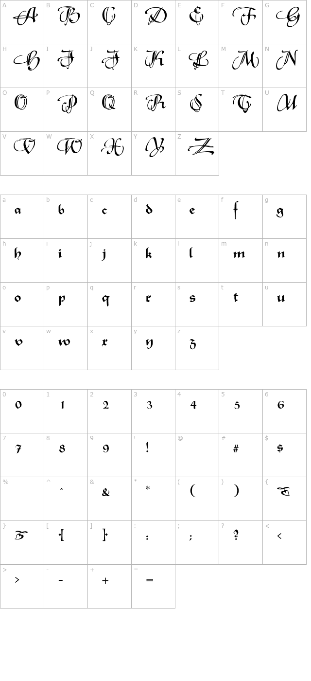 RhapsodieSwashCaps-Normal OTF character map