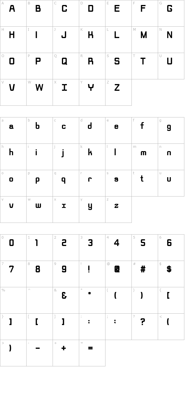 rippen-bold character map