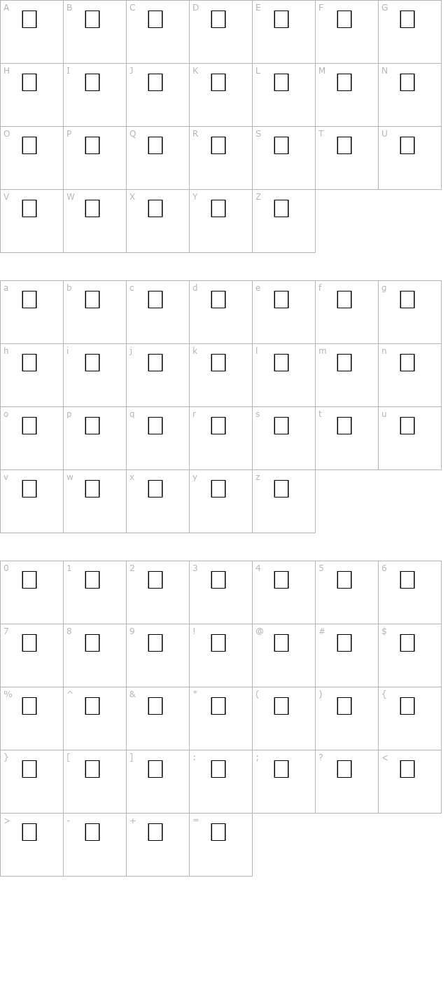 RIVEROFDREAM Regular character map