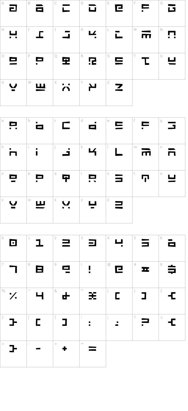 Rocket Type Junker character map