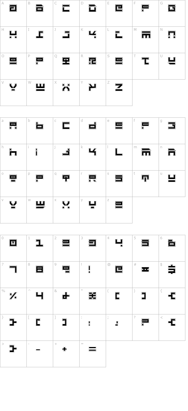 rocket-type-pro character map