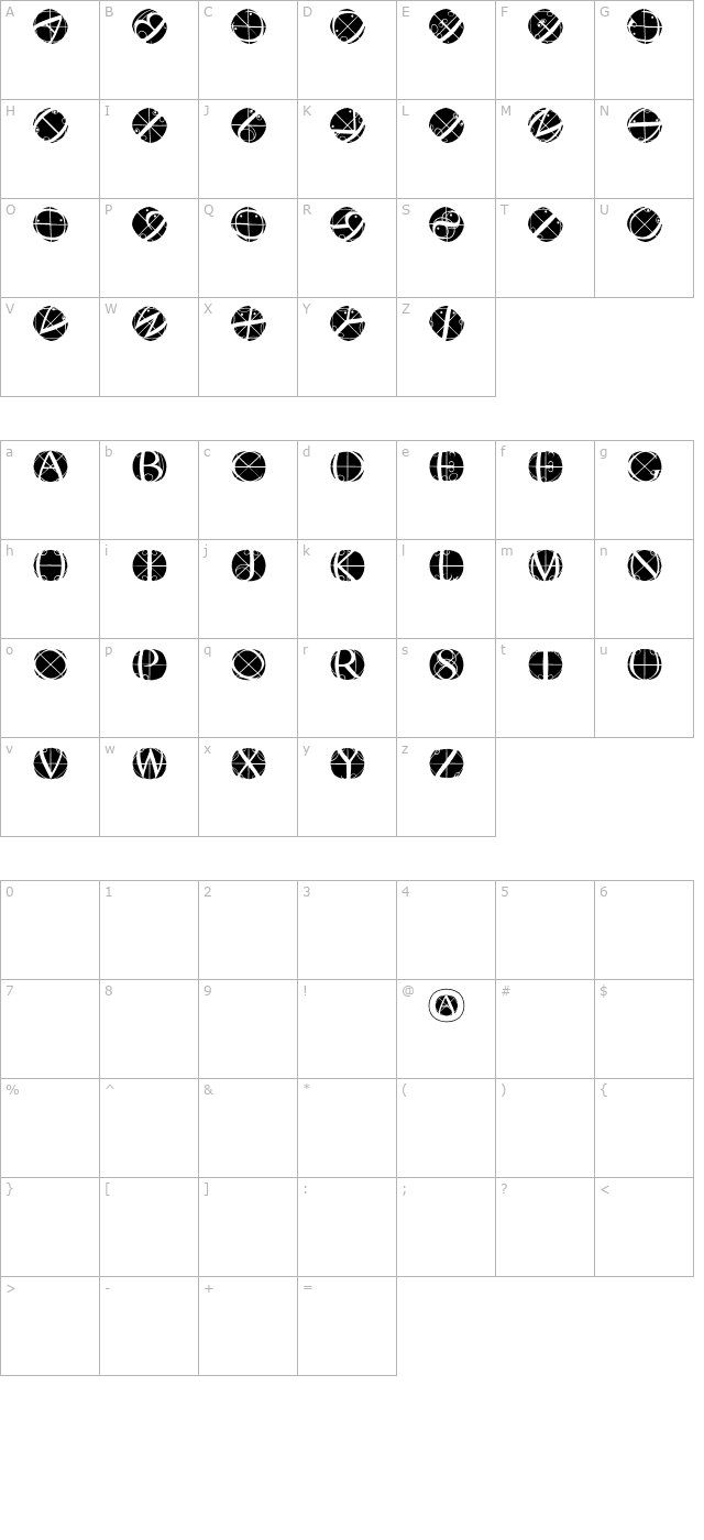 rodaubuttonsinverse character map