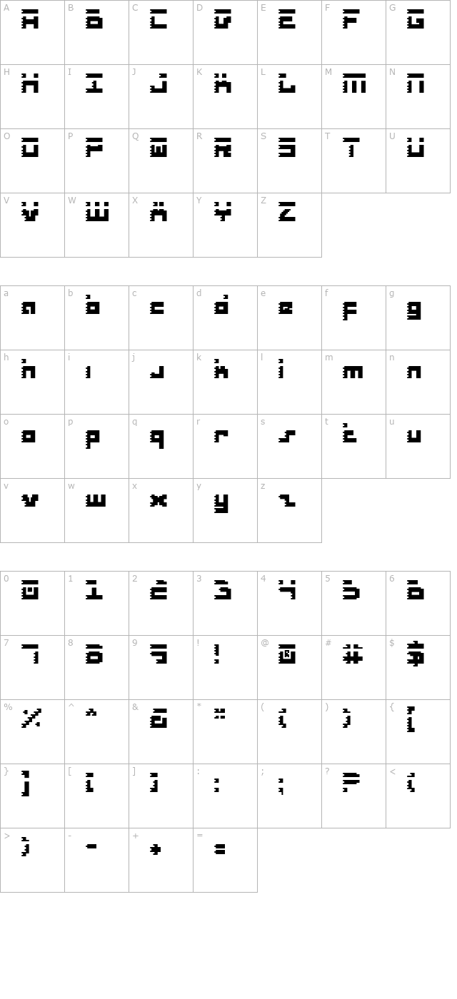 Roid Rage Condensed character map