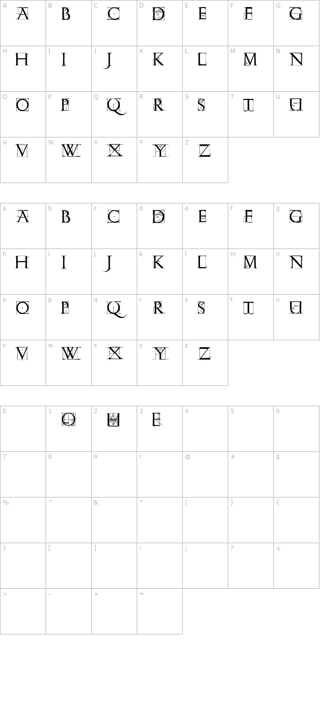 Roman Grid Caps character map