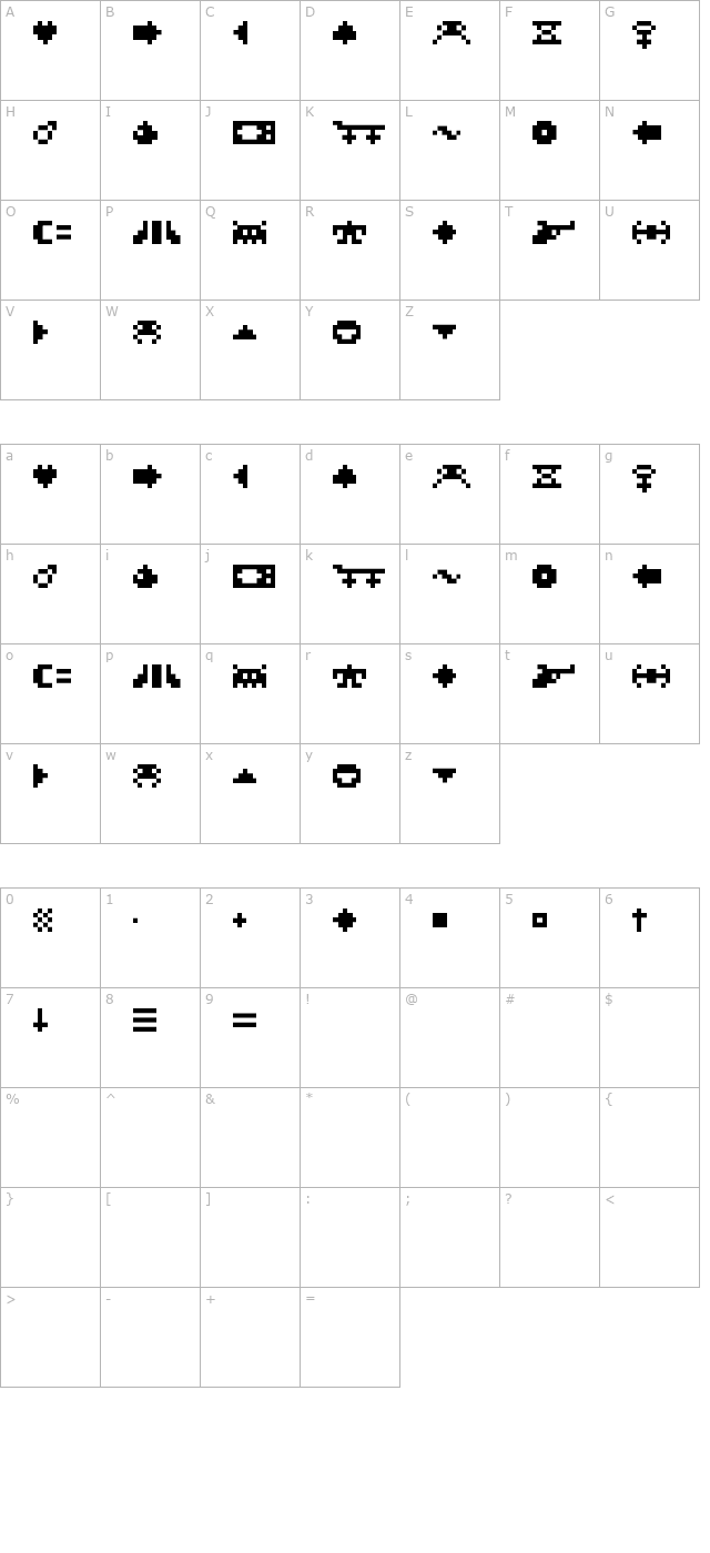 rotorcap-symbols character map