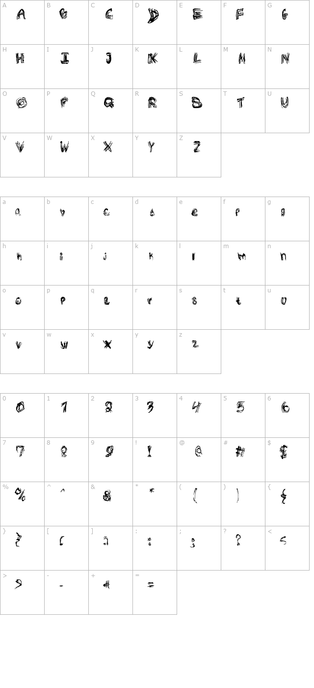 Rough Outline character map