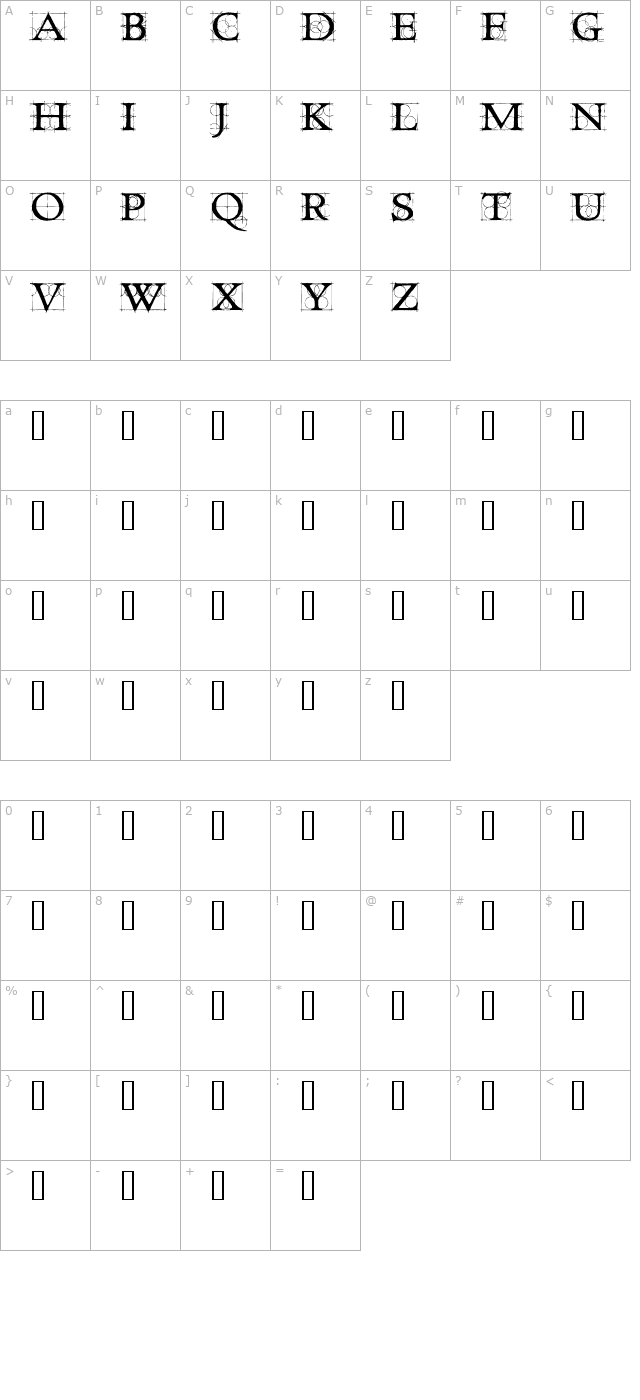 Roughwork character map