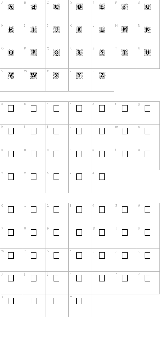 Roycroft Initials character map