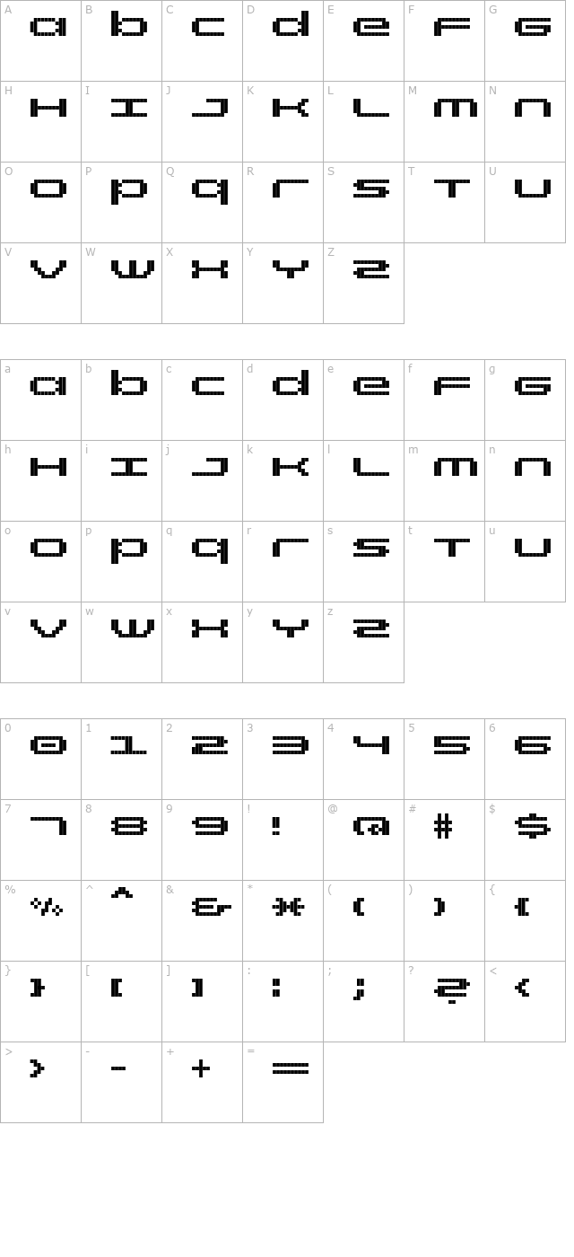 rt screenloft8 Bold character map