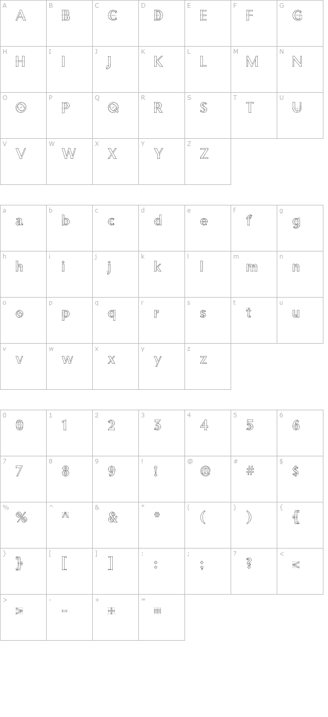 RubinoSansICG OTF character map