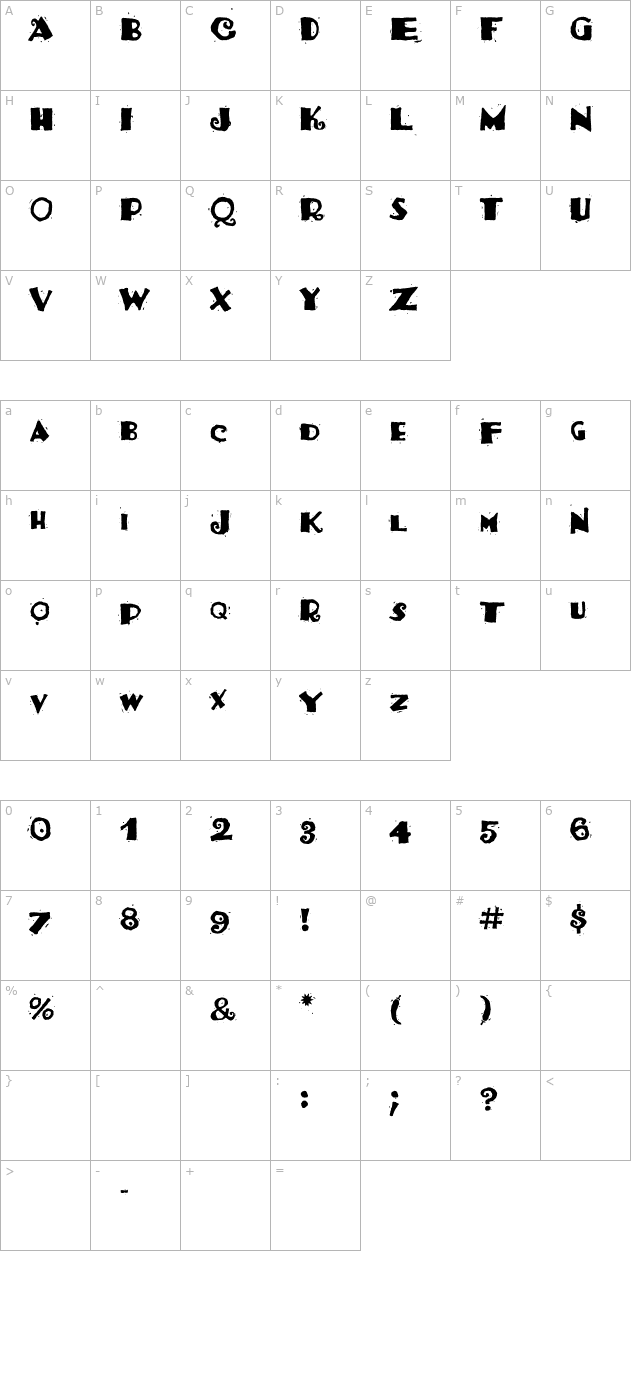 Salsa OTF character map