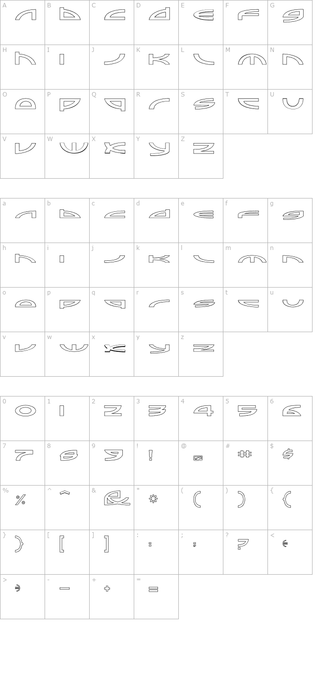 Sampler-Outline character map