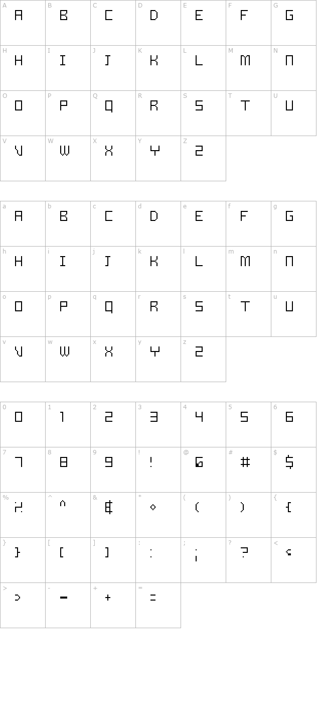 Samson Thin character map