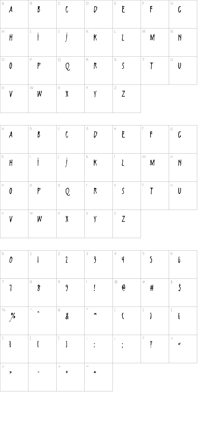 samurai-otf character map