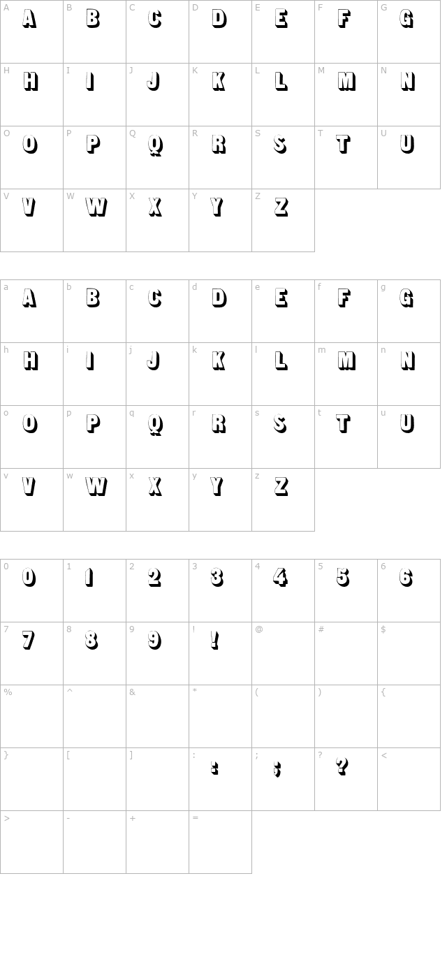 Sans Serif Shaded character map