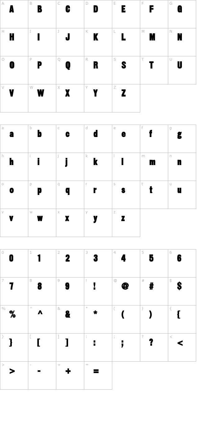 Sans Thirteen Black character map