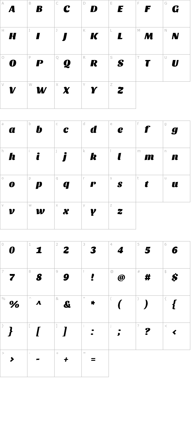 Sansita Black Italic character map