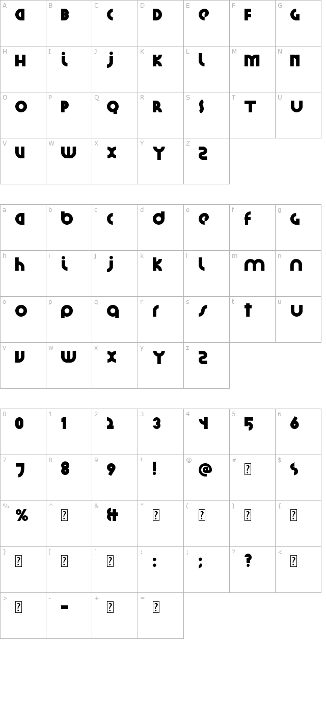 Santiako character map